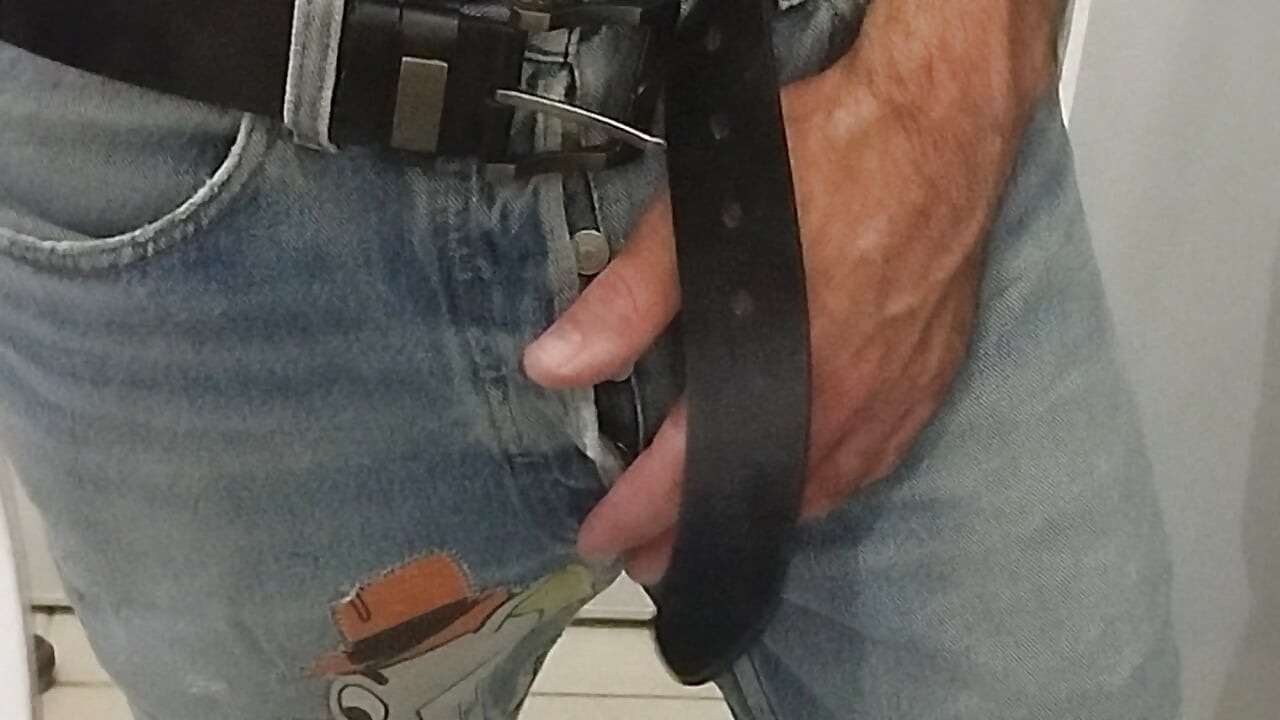My whore thong under my Levi's jeans
