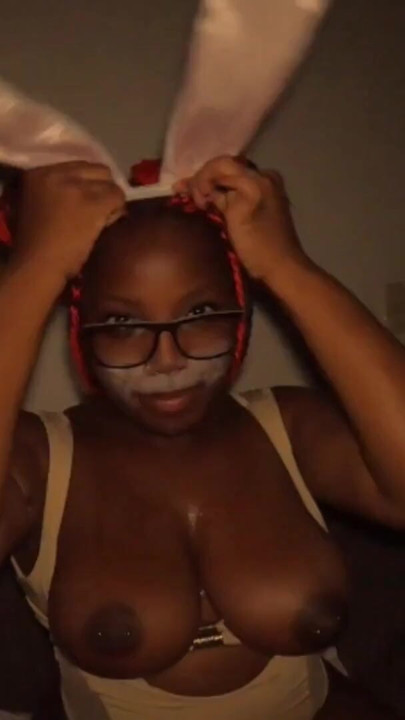 Kinky Easter Bad Bunny Girl Spit on Boobs The Ebony Nerd Slut Sucks Dick Deepthroat Shakes Her Huge Pierced Black Tits - Jhodez1 | Clip 1