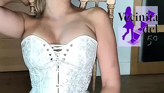 Sexy MILF in white corset