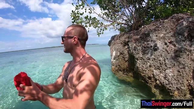 Thai amateur girlfriend sex on a deserted island in the middle of the ocean