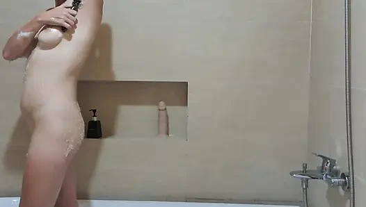 Playing With My Favorite Dildo In The Shower, My Pussy Barely Resists Temptation!