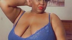 Sexy BBW Showing Off Sexy Curves In Blue Lingerie