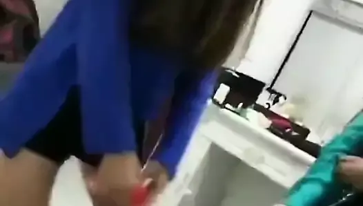 Chinese group of girls suck cock