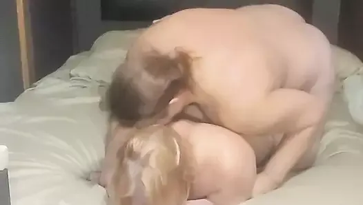 Husband and wife banging in bed