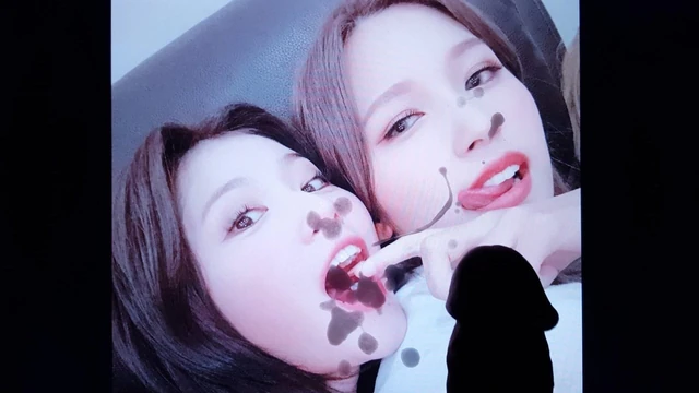 Дважды трибьют спермы для Sana и Mina