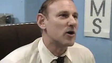 Old boss at desk job getting a blow job