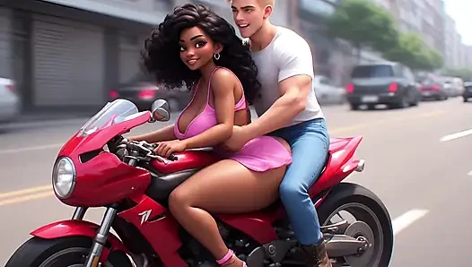 Motorcycle Sex, Rock, Black Woman, Oral Sex, Public, 3D Cartoon, Artificial Intelligence, Uncensored