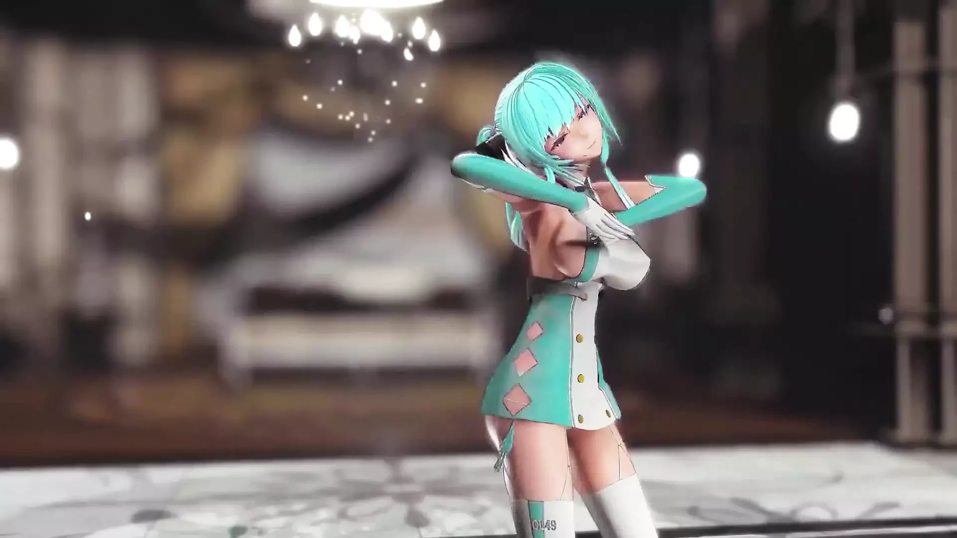 Saint Louis Hentai skini ples Azur lane wiggle velike sise mmd 3D čista plava boja kose Edit Smixix