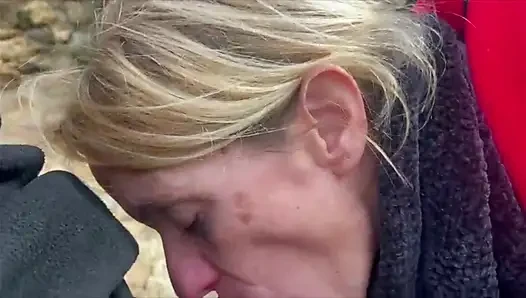 Accidental Blowjob Outdoors - I Cum Fast in His Mouth, They Almost See Us, Risky Homemade Sex