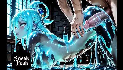 Aqua mükemmel sikilebilir bir slime tanrıçasına dönüşüyor