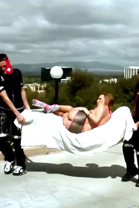 Redhead Spread Wide and Pounded Doggy Outdoors