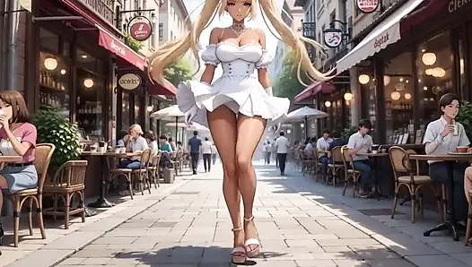 A Walk with Rumi - She Plays with Her Pussy Ai Generated