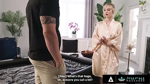 NURU MASSAGE - Lilly bell verkauft Nuru-Kit von Tür-zu-Tür mit rutschigem happy end-fick