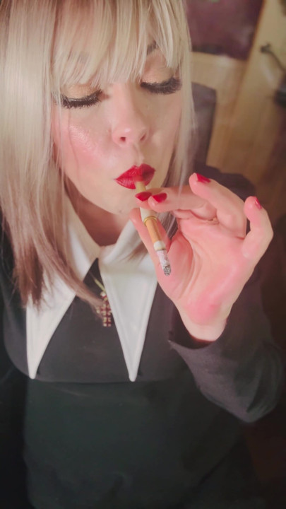 Cute Catholic Girl Tina Snua Smoking A Cork Cigarette - Lots Of Dangles And Snap Inhales | Clip 1