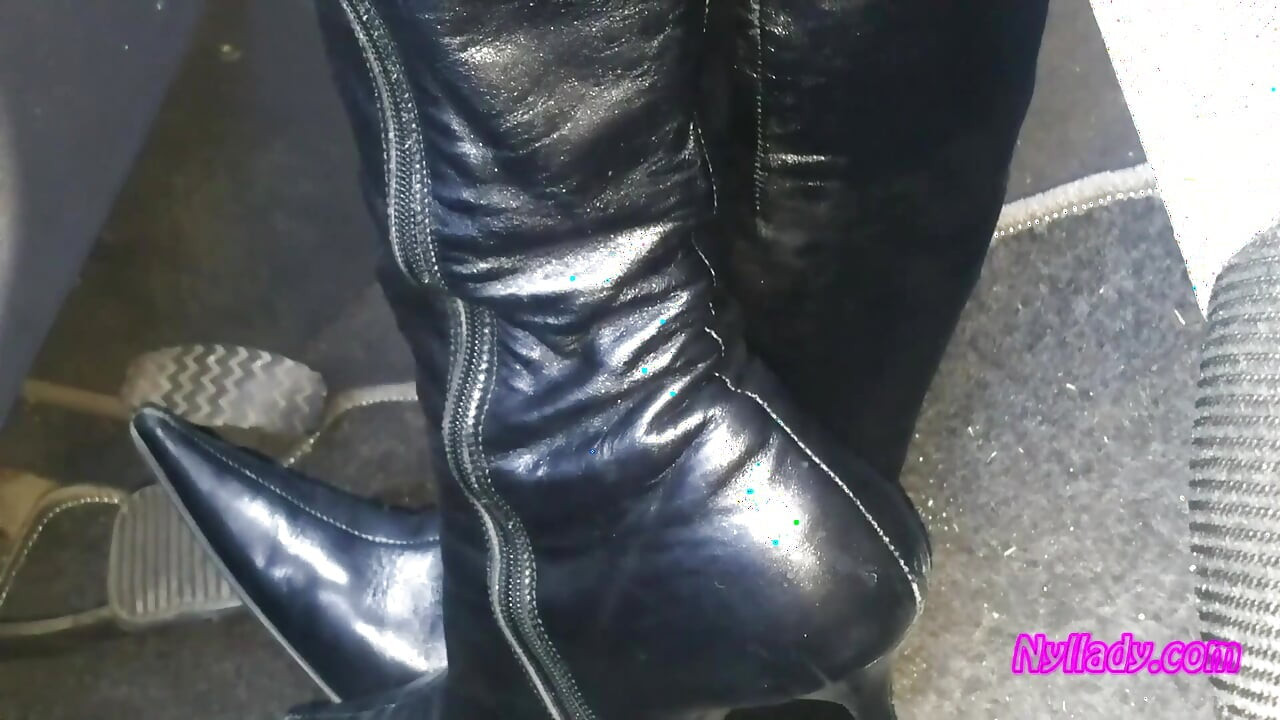 Nyllady Driving and Revving Her Bravo in High-heeled Boots and Black Ballet Flats