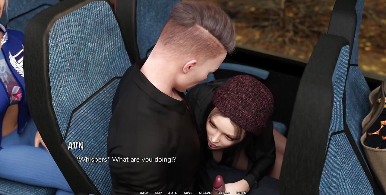 Taboo University - Hot Emo Girl Gives Me a Handjob Inside a Public Bus - 3D Porn Games