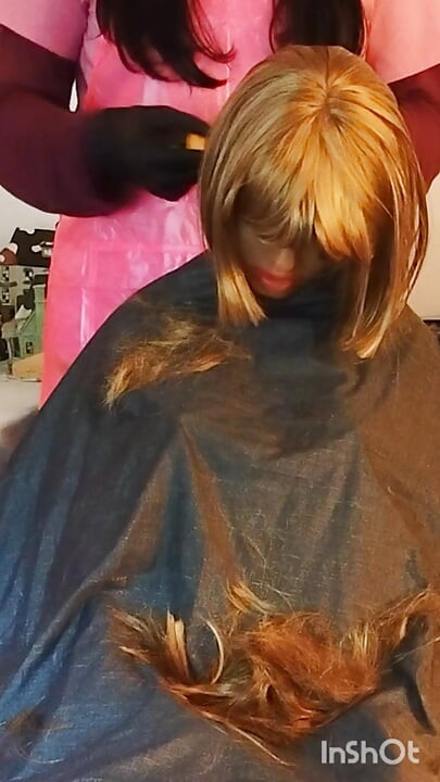 Julia ebony sex doll slave blonde bobcut