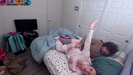 Bare bottom stepsister shares a bed with stepbrother