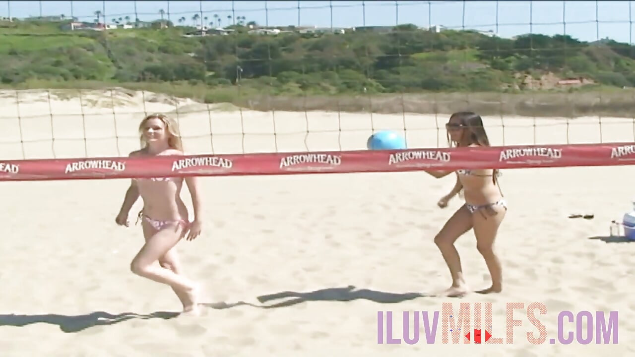 Babes from the beach in group sex playing with toys