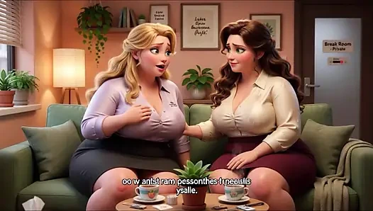 Dua rekan fantasi menyusui yang menggairahkan dengan lembut saling meringankan satu sama lain saat istirahat kantor pribadi di kamar yang nyaman