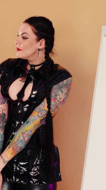 Captivating moment from "backstage - behind the scenes - teacher and student roleplay - lesbians in fetish PVC pussy and"