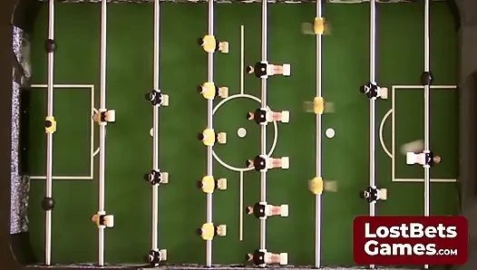 A strip foosball game promises a spanking treat at the end