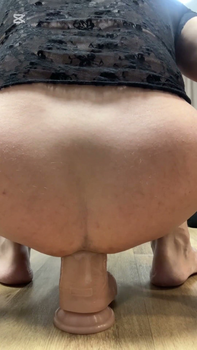 Chastity Girl Rides Huge Dildo in Hotel Room – Transparent Blouse Tease | Clip 1
