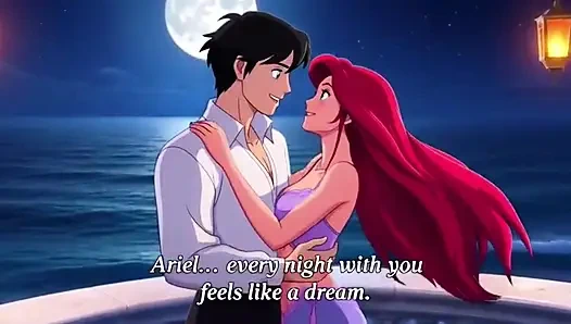 Ariel и Eric, страсть на балконе с Moonlit - романтическая аниме-любовь 3D