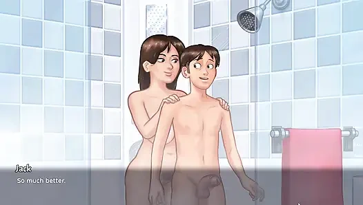 Stepson shower with MILF Stepmom Debbie and had kinky session (Summertime Saga)