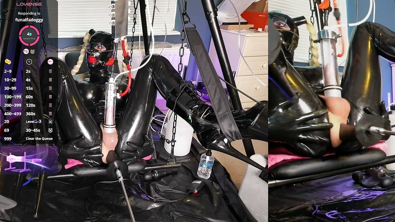 Latex-docka, seriös KIt mjölkerska, fuckmachine, aromacanula cam-session