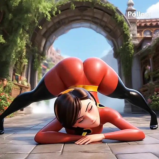 AI. Generated- Elastigirl Incredibles FUtanari Dildo masturbation in the street