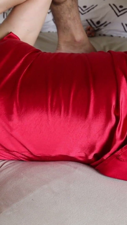 026 - Quick fuck in my red dress, tight and satin, and in satin lingerie. | Clip 1