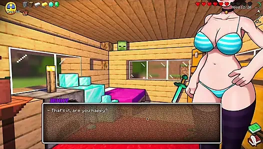 HornyCraft Minecraft Parody Jenny Gives Sloppy Deepthroat Blowjob to Futanari Alex