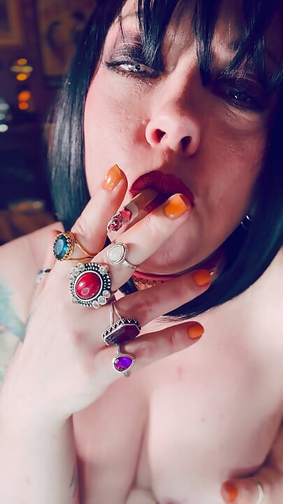 Cumslut Tina Snua Smokes A Cigarette With Her Tits Out - Smoking smoker Dangles Drifts OMI OME Snap Inhales