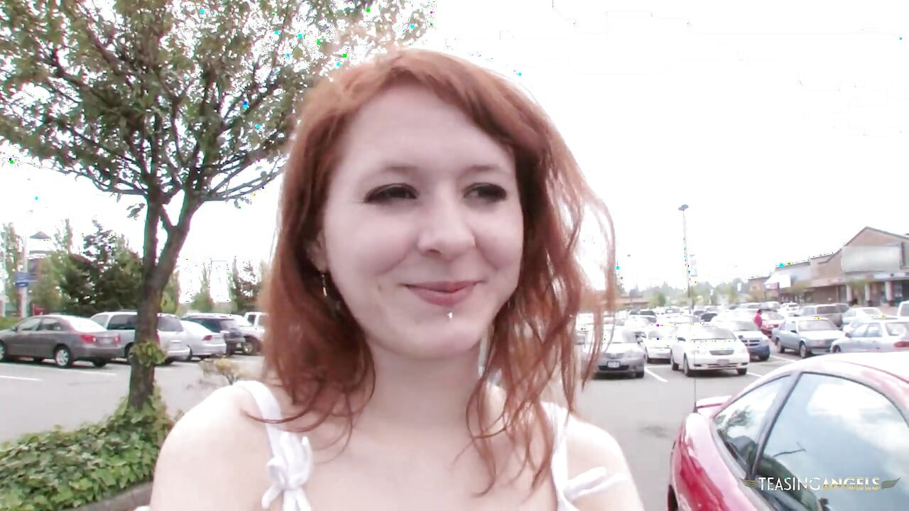 Redhead babe gets picked up and penetrated without mercy
