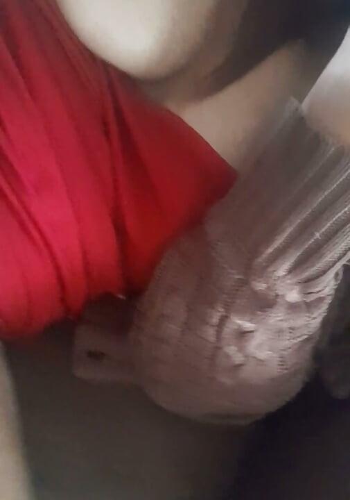 Busty Indian MILF gets fucked in red dress on the couch