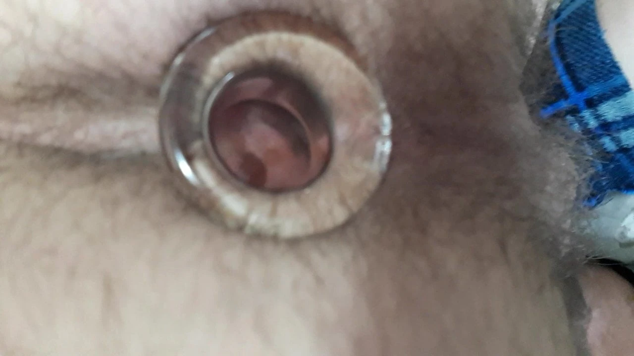 お尻にプラグを差し込む