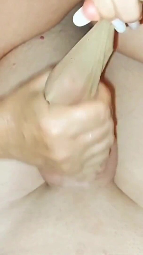 Mother-in-law wears nylon socks and rubs my dick with her feet until I cum on her foot | Clip 1
