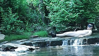 Flexing by the Waterfall, Trying to Sneak a Little Private Moment