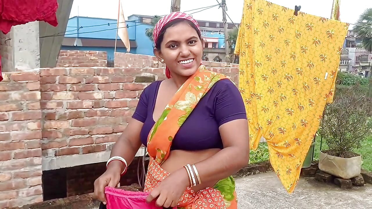 Busty girl comes out of the bathroom naked after a prank by her stepbrother