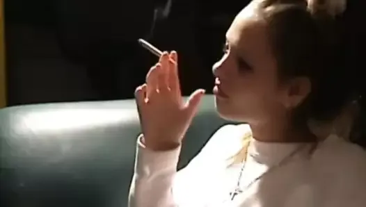 Girl Smokes before bedtime