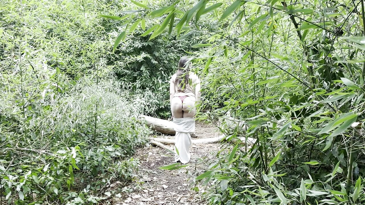 While out for a walk in the public park with my stepsister, I find her naked.