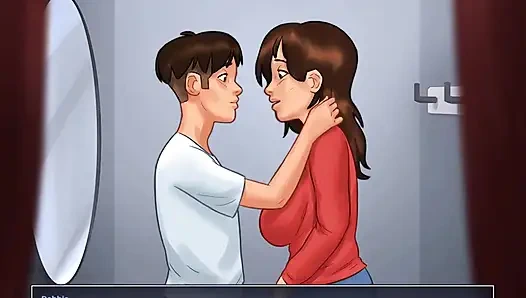 Summertime saga: stepmom kisses her stepson in the common room ep 40