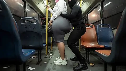"Masked Secretary BBW Gets Ass Pressed on Crowded Public Bus"