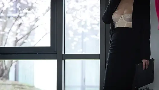 submissive intern - exposed in public