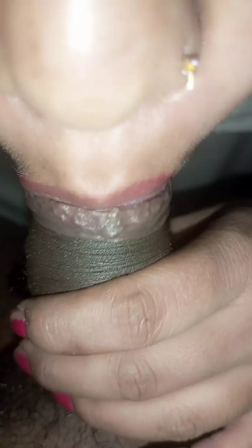 Desi Indian housewife sucking and licking her boyfriend cock head