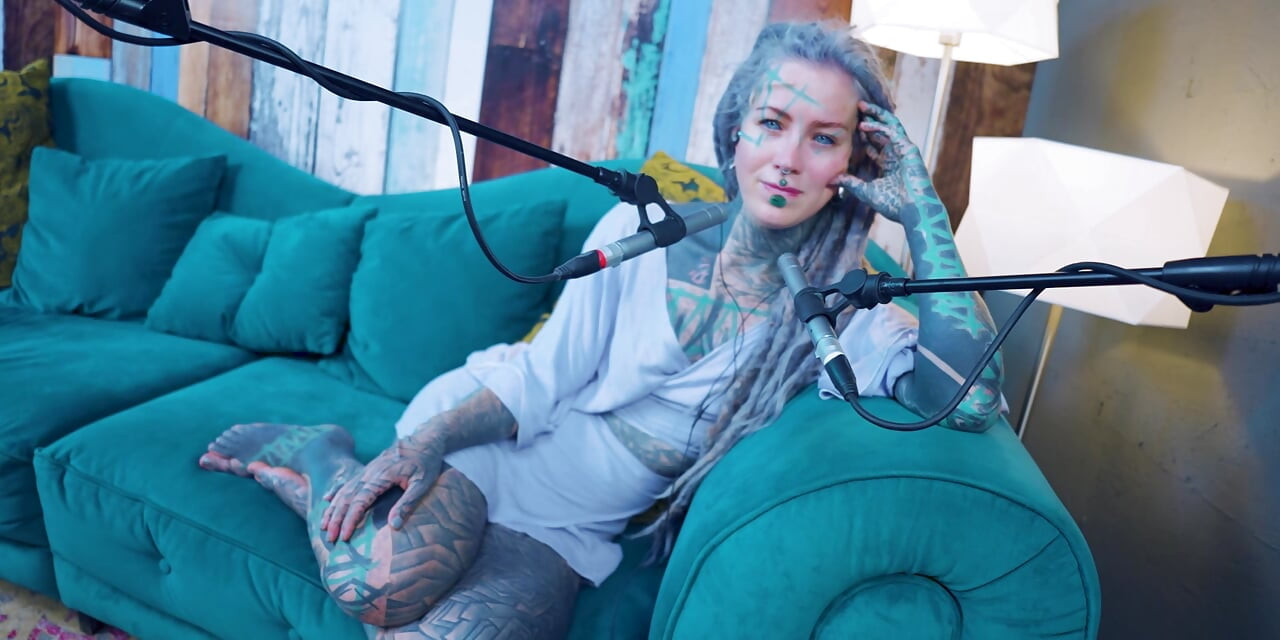 I talk about O - Overcome - ASMR podcast SFW talking goth skinny girl dreadlocks tattoo model inked girl
