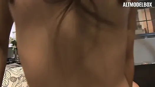 Tiny teen Asian girl in hot lingerie try for the first time big white cock in her holes