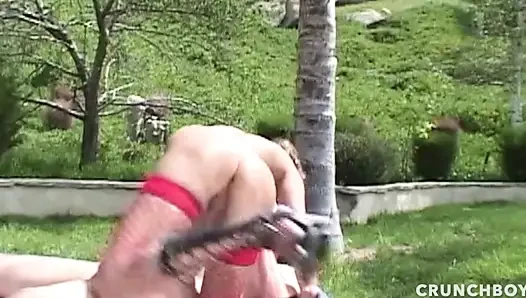 SEXY WHORE BIG BOOB FUCKED RAW BY PUSSY AND ANAL BAREBACK DOUBLE PENETRATION OUTDOOR