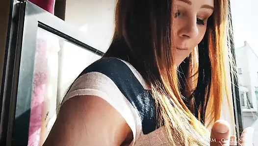 Lea in Sunshine Redhead Babe at the Window